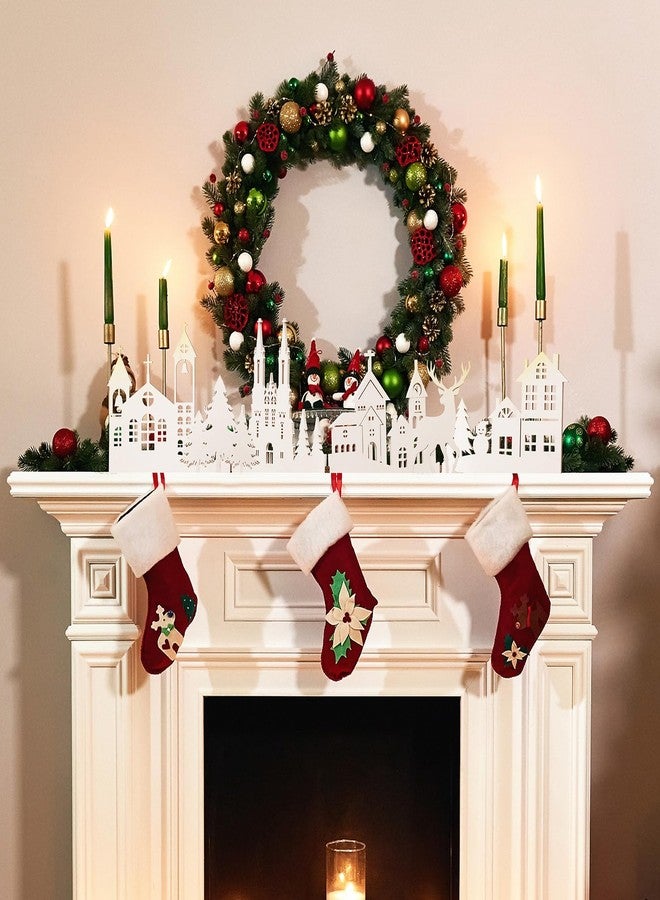 Colingmill 32 Inch Christmas Tabletop Decoration Wooden Christmas Themed White Church Xmas Tree and Elk Signs Farmhouse Centerpiece Decor for Home Kitchen Table Shelf Decor - Image 4